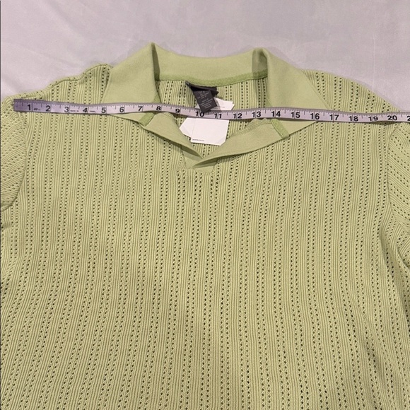 H&M Polo Shirt Light Green Cotton Blend Crochet Style Men’s Size M - Picture 4 of 9